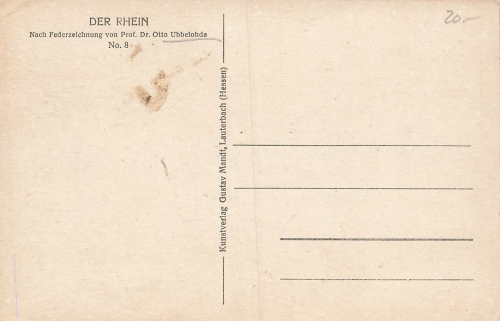 Der Rhein No. 8 Mäuseturm bei Bingen Künstlerkarte Otto Ubbelohde Mandt-Verlag * um 1920
