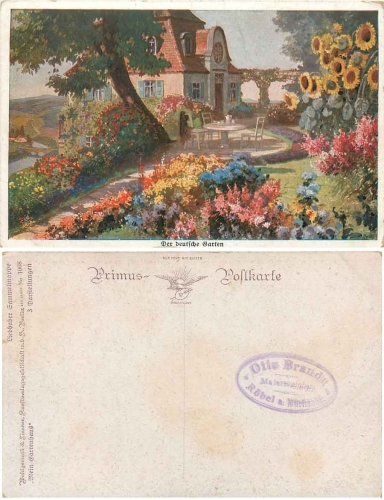 Der deutsche Garten "mein Gartenhaus" Primus Künstlerkarte *ca. 1910