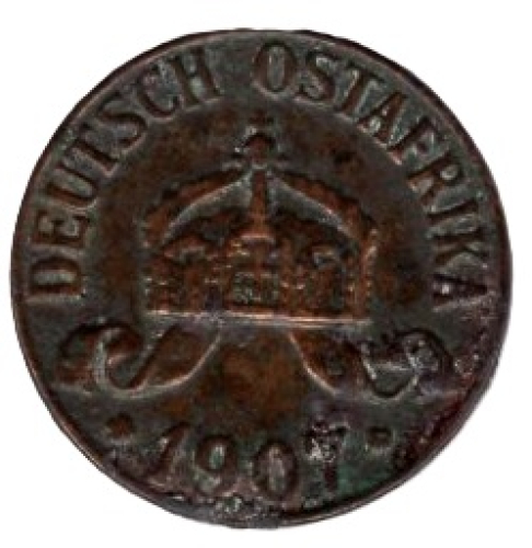 German East Africa 1 Heller 1907 J