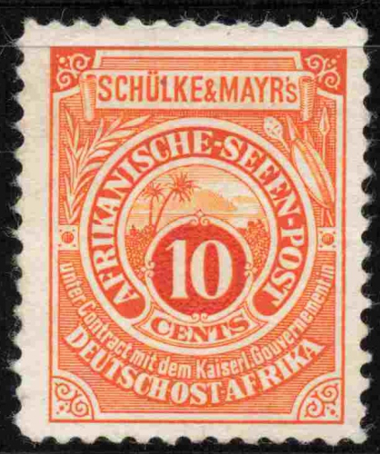 Deutsch-Ostafrika Afrikanische-Seee-Post Schülke Mayers 10 Cent (*) ​​​​​​​Ohne Gummi