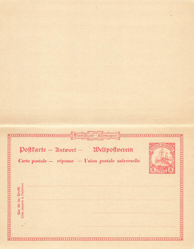 Deutsch Ostafrika Ganzsache mit Antwortkarte 5 Pesa * um 1910