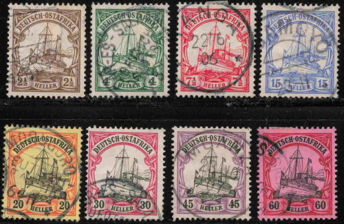 Deutsch-Ostafrika Michel 22-29 o gestempelt Kaiseryacht ​​​​​​​Wasserzeichen 1