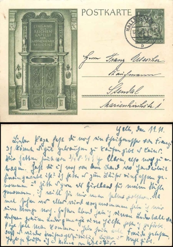 German goldsmith art postal stationery P 296 o Halle Saale 12.11.1943