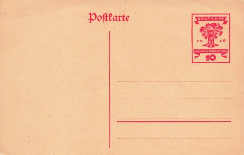 German National Assembly 1919 postal stationery 10 Pfennig P115 *