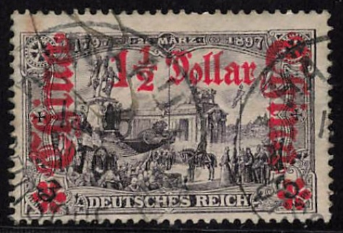 Deutsche Post in China Michel 36A o 1 1/2Dollar auf 3 Mark