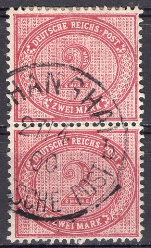 Deutsche Post in China Vorläufer Michel V37 senkrechtes Paar o Shanghai o 27.4.1900