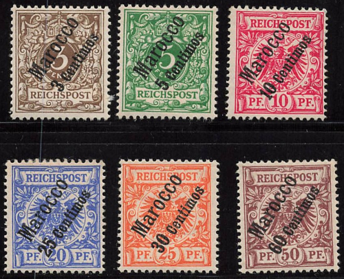Deutsche Post in Marokko Michel 1-6 * ungebraucht mit Falz Krone Adler