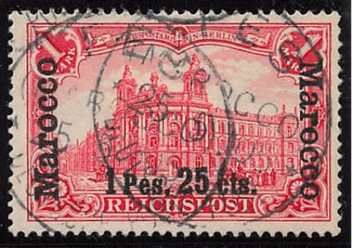 German Post in Morocco, Michel No. 16 I o, cancelled.