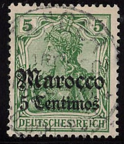 German Post in Morocco, Michel No. 22, 'o' (circular date stamp) cancellation, Germania issue.