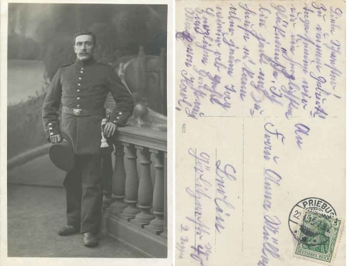 German soldier with bayonet WWI real photo o April 22, 1915