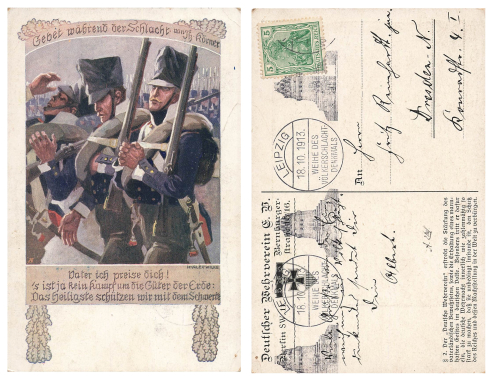German Armed Forces Association Artist Card K Alex Wilke Special Stamp Consecration of the Battle of the Nations Monument October 18, 1913