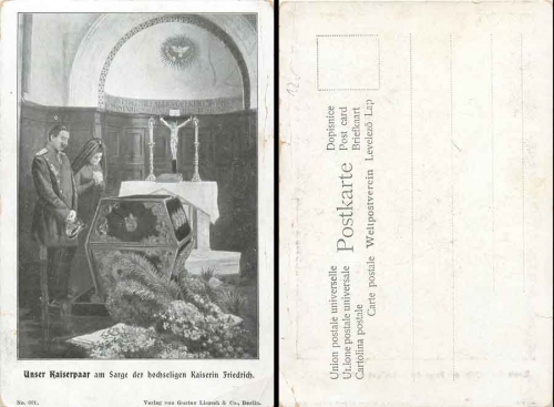German imperial couple at the coffin of the most blessed Empress Friedrich, * approx. 1900