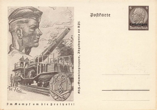 Lorraine 6 Pfennig Hindenburg postal stationery P242 In the fight for freedom Flak 1941 *