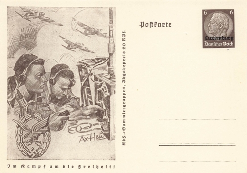 Luxembourg 6 Pfennig Hindenburg postal stationery P242 In the fight for freedom radio operator 1940 *