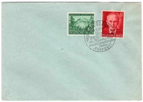 Deutsches Reich Michel 855 856 Peter Rosegger Sonderstempel Krieglach 31.7.1943