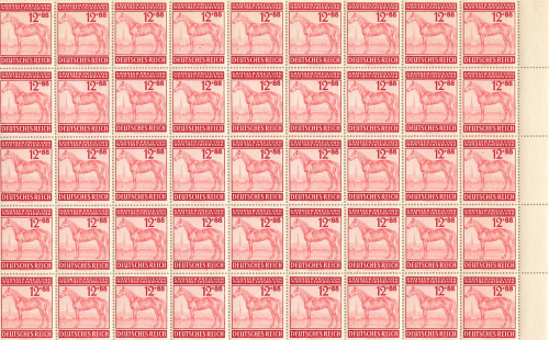 German Reich Michel 858 Horse Racing Grand Prix of Vienna Counter Sheet Part **1943