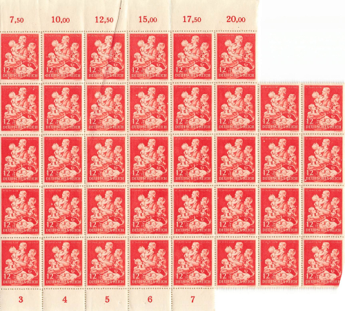 German Reich Michel 859 Winter Relief Fund WHW counter sheet part **1943