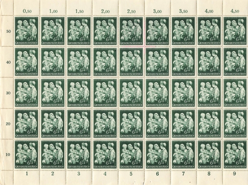 German Empire Michel 870 10 years of mother and child relief organization switch sheet part ** 1944