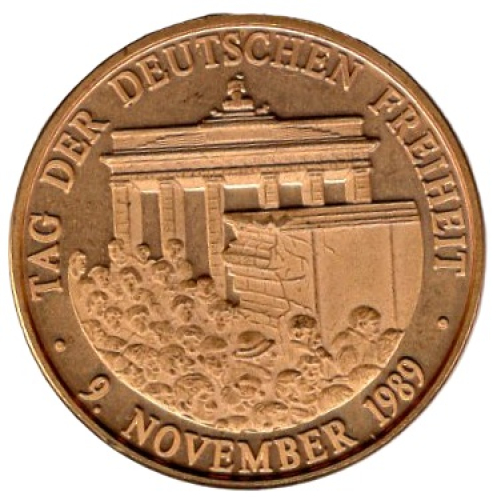 Deutschland Wendepunkte Deutscher Geschichte Deutschen Einheit 9. November 1989 Medaille  vergoldet
