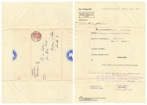 Dienstbrief Michel 129 Einzelfrankatur vom Amtsgericht Königs Wusterhausen o 22.6.1933 nach Wildau