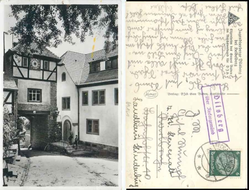69151 Dilsberg via Neckargemuend country postmark on AK youth hostel Dilsberg o 27.7.1936