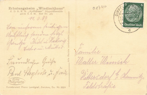 01744 Dippoldiswalde Erholungsheim Windischhaus o 1939