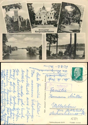15754 Dolgenbrodt about Koenigs Wusterhausen country postmark on postcard o 1962