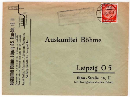 04808 Dornreichenbach place about Wurzen country postmark o 17.7.1933