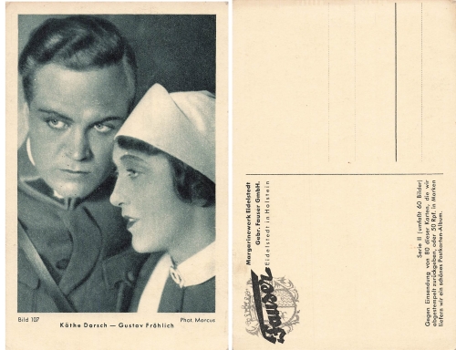 Dorsch Kaethe und Gustav Froehlich Werbekarte der Firma Fauser Eidelstedt um 1940