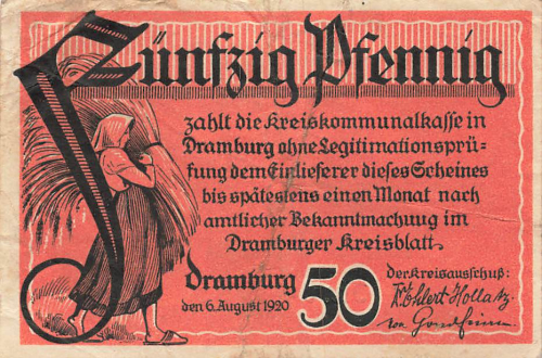 Dramburg Pommern Notgeldschein Drawsko Pomorskie 1920