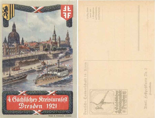 Dresden 4th Saxon district gymnastics festival 1921 Official festival postcard No. 2 Frauenkirche