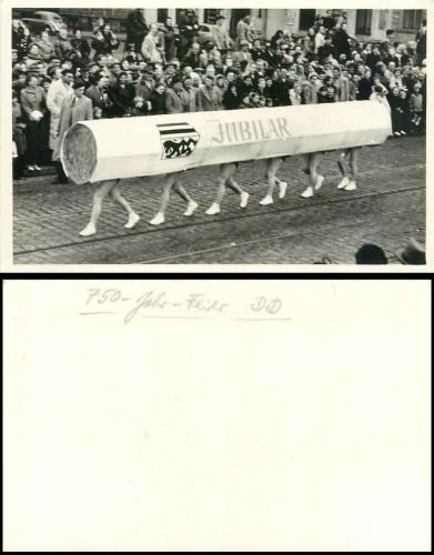 Dresden 750th anniversary parade Cigarette advertising "Jubilar" * real photo 1956