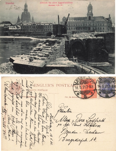 Dresden Demolition of the Augustus Bridge Construction status February 2, 1908 to May 14, 1921