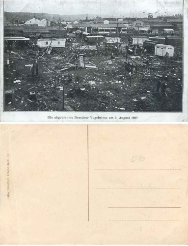Dresden burnt down Vogelwiese 8/3/1909