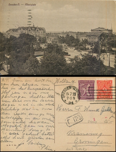 Dresden Neustadt Albertplatz mit Theater o 19.7.1922