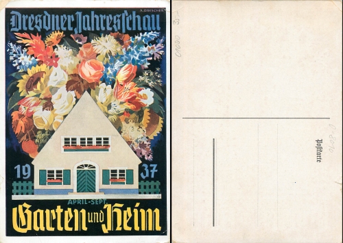 Dresden annual show garden and home 1937 artist card A. Drescher