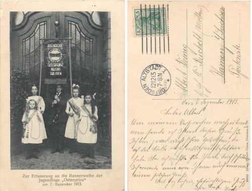 Dresden banner consecration of the Masonic Youth Lodge "Easter Prince" No. 686 December 7, 1913 or December 12, 1913