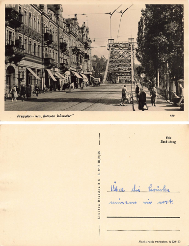 Blasewitz Dresden Elbe Bridge Blue Wonder * 1953