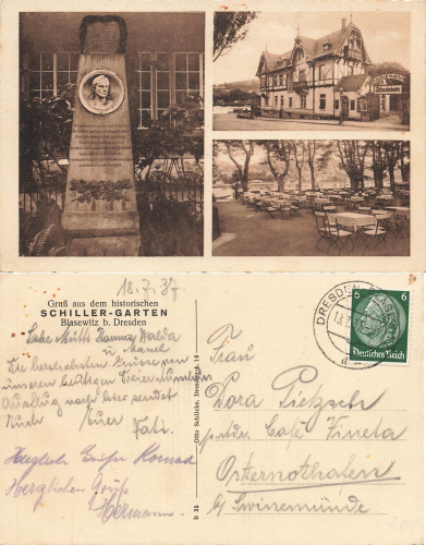 Blasewitz Dresden Restaurant Schiller Garten  o 1937
