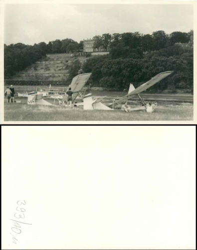Blasewitz Dresden glider airfield on the Elbe meadows real photo around 1950