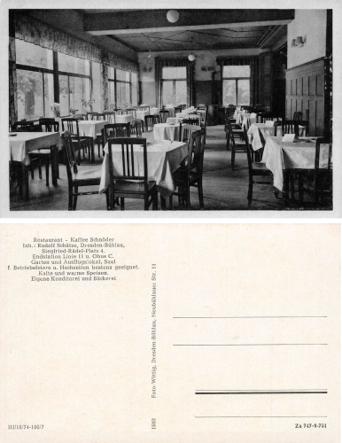Buehlau Dresden Restaurant Kaffee Schnoeder Siegried Raedel Platz 4 * around 1950