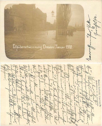Johannstadt Dresden Elbe Hochwasser Januar 1920 Echtfoto