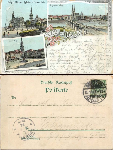 Dresden Gruss aus...Farblitho o 12.7.1894
