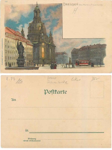 Dresden Neumarkt Frauenkirche Künstlerkarte Hans Ströse *ca. 1900
