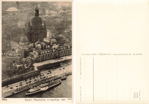 Dresden Frauenkirche aerial photograph with Elbe steamer "Leipzig" * 1965 ​​​​​​​Publisher Hahn-Foto8226