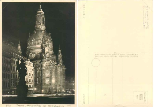 Dresden Frauenkirche with Tuerkenbrunnen 750 years of Dresden *1956 Hahn-Foto10826