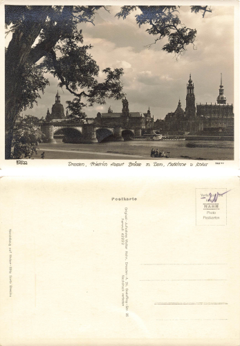 Dresden Friedrich August Brücke mit Dom * um 1940 ​​​​​​​Verlag Hahn-Foto12611