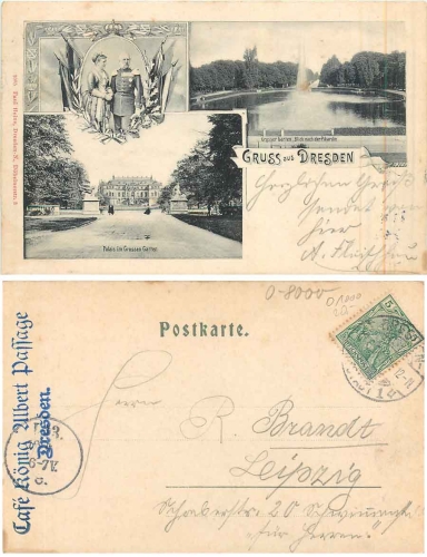 Dresden Grosser Garten König Albert mit Gemahlin o 18.6.1901