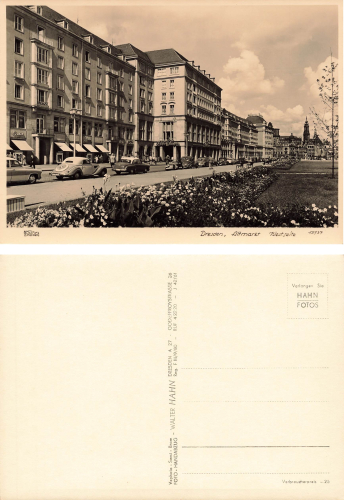Dresden Altmarkt Westseite mit Cafe Prag * 1961 ​​​​​​​Verlag Hahn-Foto13737