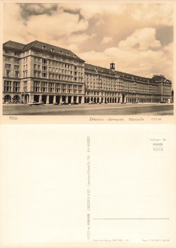 Dresden Altmarkt Westseite mit Cafe Prag * 1959 ​​​​​​​Verlag Hahn-Foto13730